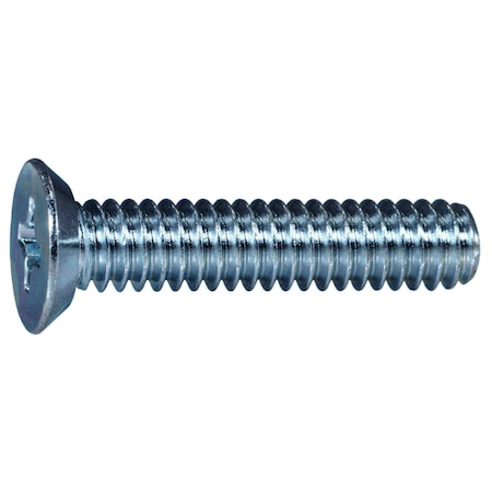 1/4-20 X 1-1/4 In Phillips Flat Machine Screw, Zinc Plated Steel, 10 PK